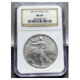 2007-W Slab Silver Eagle NGC MS69