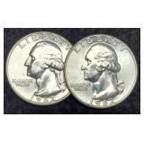 (2) 1962 W. Quarter Gem BU