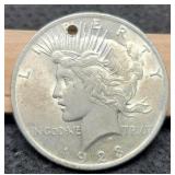 1923 Peace Dollar XF w/ Drill Hole
