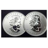 (2) 3/4 Troy Oz. Silver 1812-2012 Canada Dollars