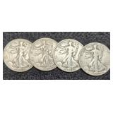 (4) W. Liberty Half Dollars: 1942, 43-P&D, 44