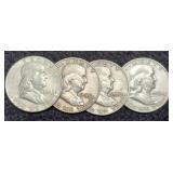 (4) F. Half Dollars: 1954-D, 58-D, 59, 63-D