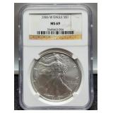 2006-W Slab Silver Eagle NGC MS69