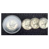 (4) MS M. Dimes: 1941-D, 42, 43-P&S