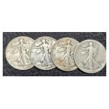 (4) W. Liberty Half Dollars: 1941-D, 42, 43, 45
