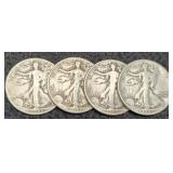 (4) W. Liberty Half Dollars: 1941, 42, 43-P&D