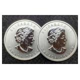 (2) 3/4 Troy Oz. Silver 1812-2012 Canada Dollars