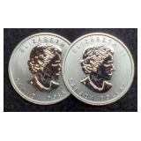 (2) 3/4 Troy Oz. Silver 1812-2012 Canada Dollars
