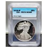 2018-W Slab Proof Silver Eagle ICG PR70 DCAM