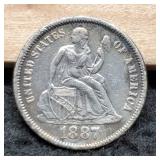 1887 Liberty Seated Dime XF40