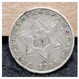 1854 Silver 3 Cent