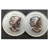 (2) 3/4 Troy Oz. Silver 1812-2012 Canada Dollars