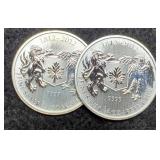 (2) 3/4 Troy Oz. Silver 1812-2012 Canada Dollars