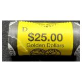 (25) 2008-D Sacagawea Dollars BU In Bankroll