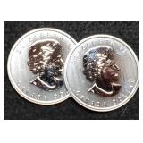 (2) 3/4 Troy Oz. Silver 1812-2012 Canada Dollars
