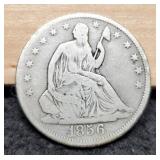 1856 Liberty Seated Half Dollar VG8
