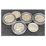 (6) Buffalo Nickels: