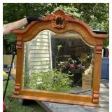 Framed Oak Beveled Mirror