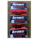 150 rnds Atomic 9mm Subsonic Ammo