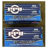 100 rnds PPU .38 Spl Ammo
