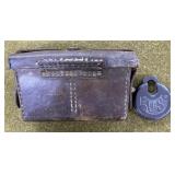 US Army Padlock & Leather Ammo Pouch