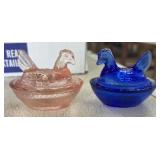 Mini Glass Hens On Nest