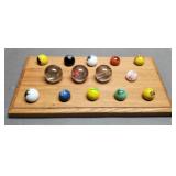 14 Character & Adv. Marbles w/ Display Board