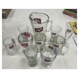 Schlitz Beer Pitcher & 9 Glasses