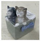 Lladro Kitten in Basket Figurine
