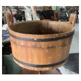 Large Banded Wooden Staved Tub With Handles