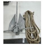 Large Boat Anchor and Rope