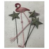 Decorative Iron Flamingo & Metal Stars