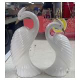 Two Porcelain White Cranes