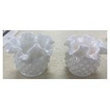 2 - Hobnail Milk Glass Bowls