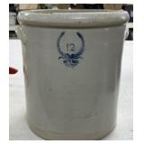 12 Gallon White Hall Stoneware Crock