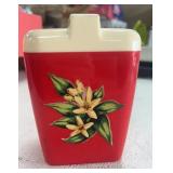 Burroughs Vintage 1950s Red Floral Canister & Lid