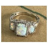 10K White Gold Opal Ring