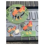 Metal Rooster Wall Decor With Hooks