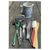 Stoneware Pitcher and Utensils