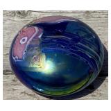 Iridescent Oil Lamp Signed