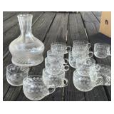 Etched Decanter and Cups