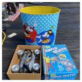 Mickey Mouse Trash Can & Roller Skates