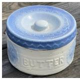 Blue and White Butter Crock