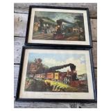 Two Framed Train Prints