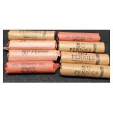 8 Rolls 1964-D Unc. Lincoln Copper Cents