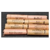 8 Rolls 1961-D, 63-D, 64-D Unc. Lincoln Copper