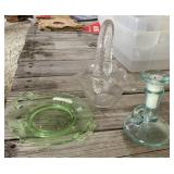 Glass Basket and Green Depression