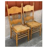 2 - Pressed Wood Cane Seat Dining Chairs