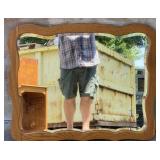 Oak Framed Beveled Wall Mirror
