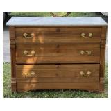 3 Drawer Marble Top Lowboy Dresser